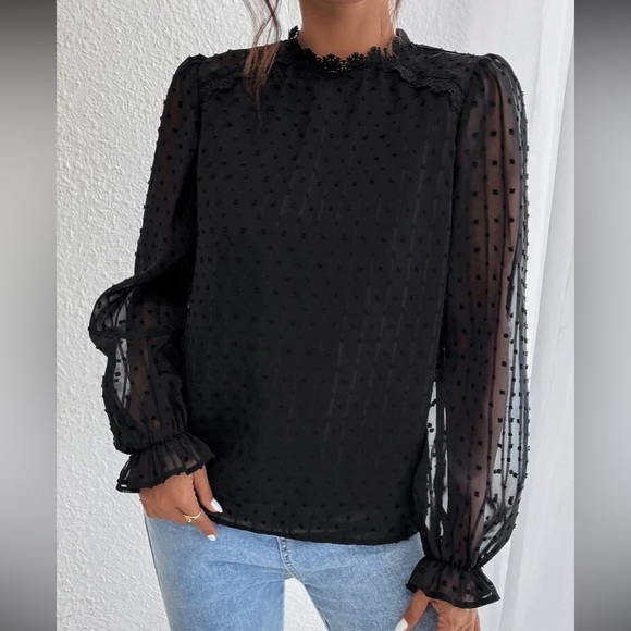 Boho Swiss dot lantern sleeve blouse - Picture 4 of 7